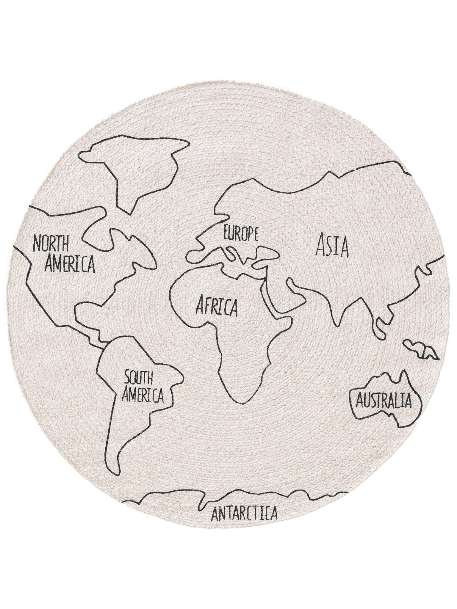Lytte Teppich 115 cm round Kinderteppich World Map WEIß/Schwarz